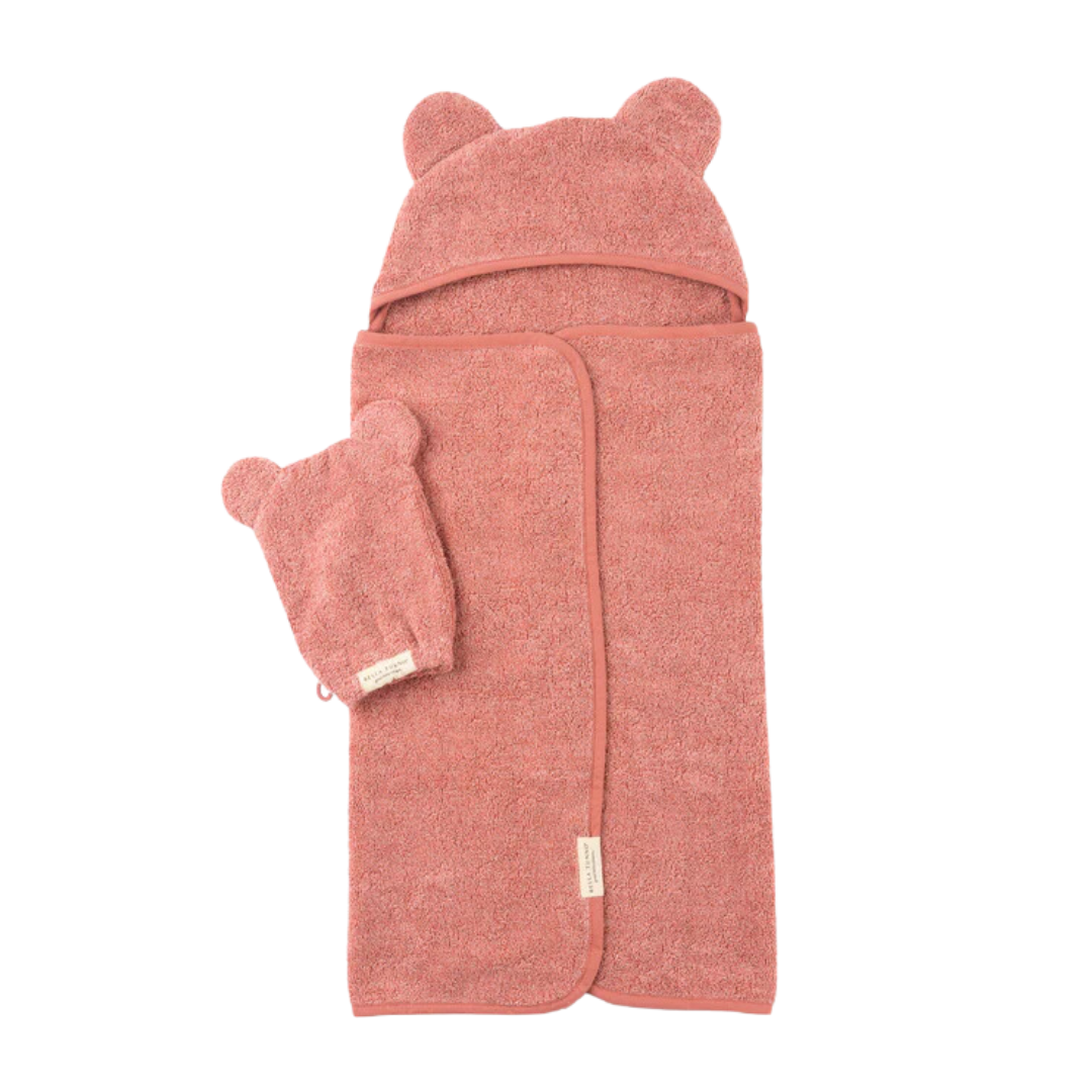 Hooded Towel and Wash Mitt Set - Watermelon