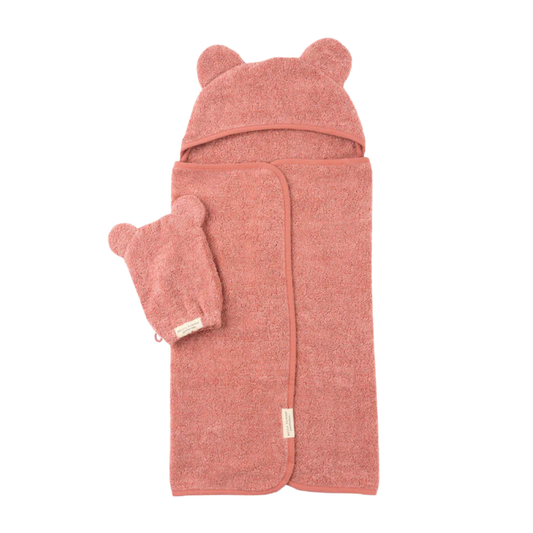 Hooded Towel and Wash Mitt Set - Watermelon