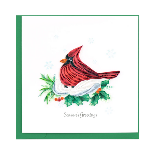 Snowy Cardinal Quilled Card