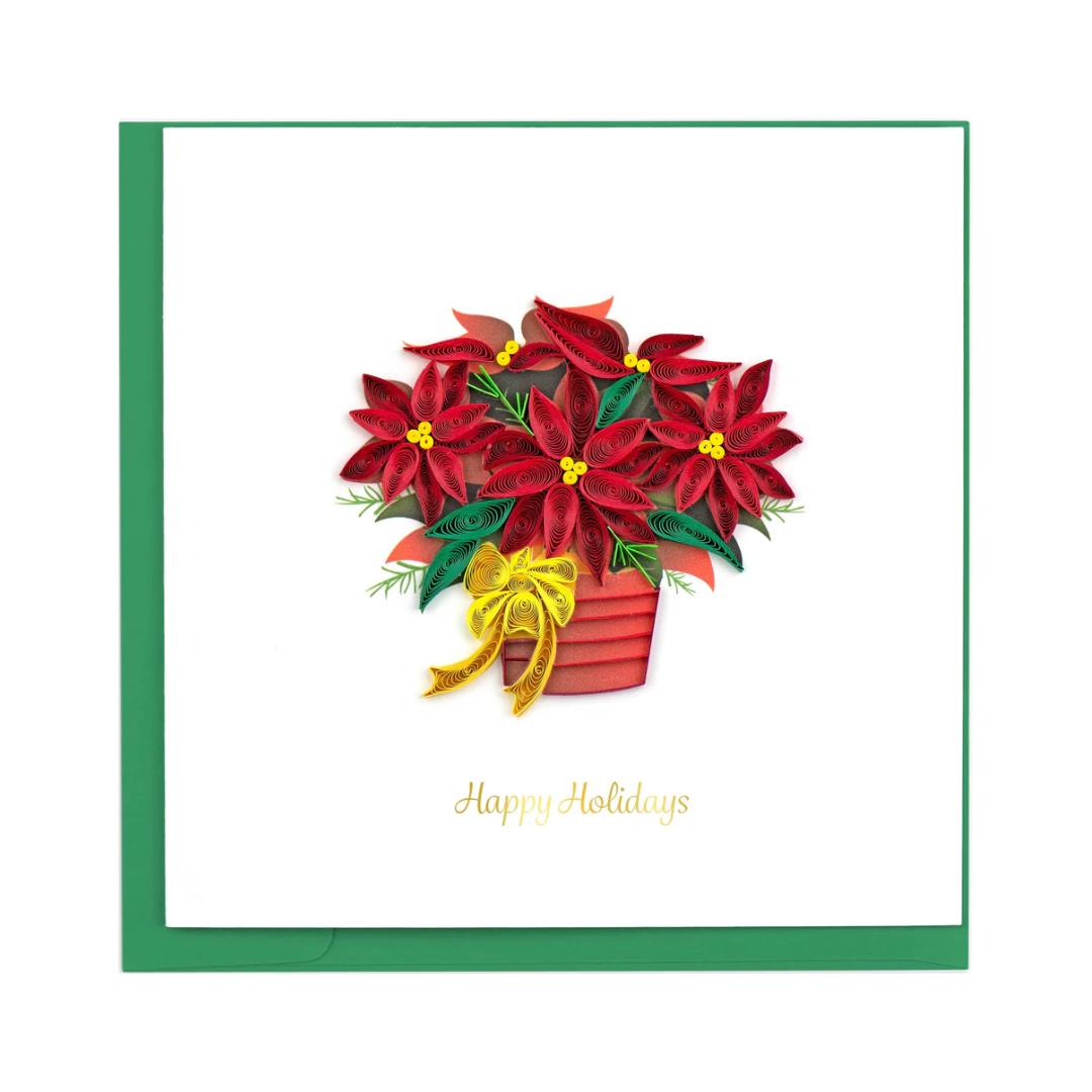 Potted Poinsettia Quilled Card