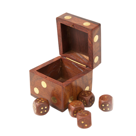 5 Dice Wooden Box Set