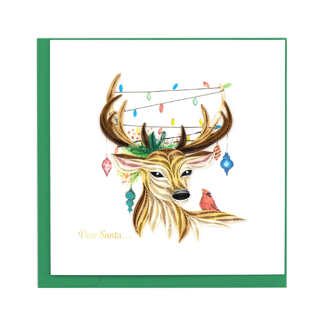 Deer Santa Quilled Card