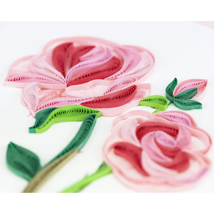 Long Stem Pink Roses Quilled Card