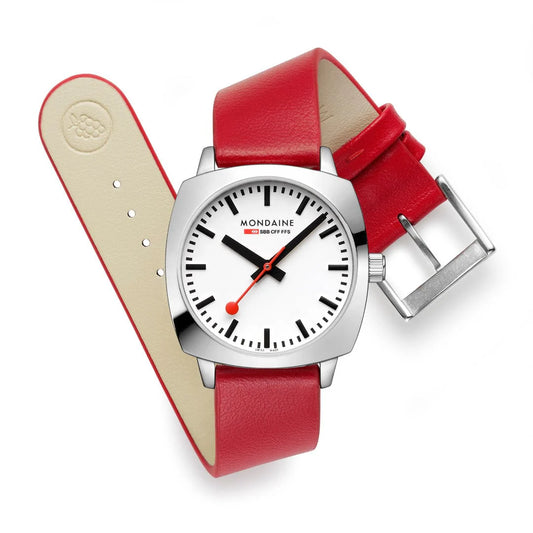 Cushion Red Vegan Grape Leather Watch