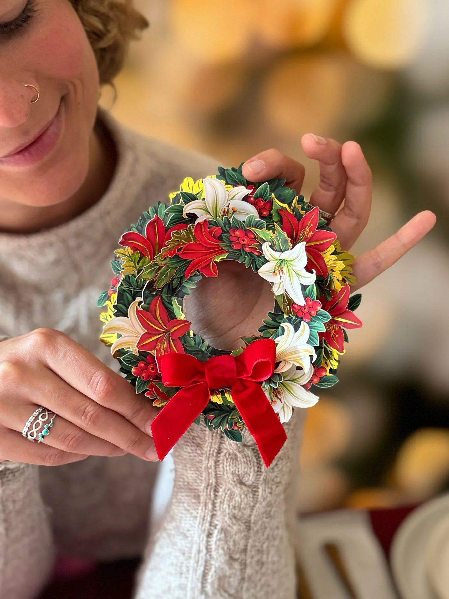 Winter Joy Wreath Mini Pop-Up Bouquet Card