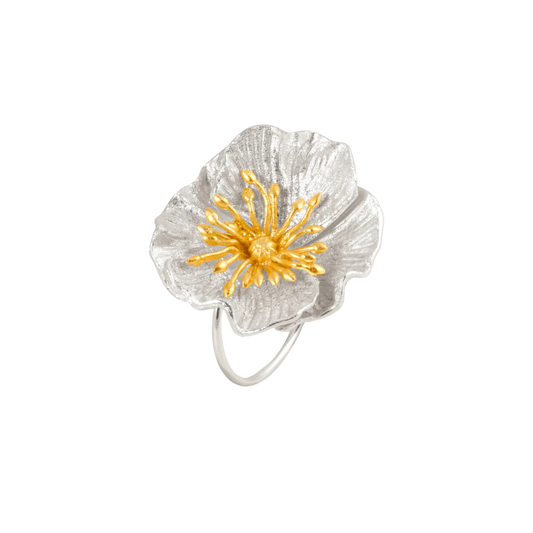 Poppy Silver Adjustable Ring