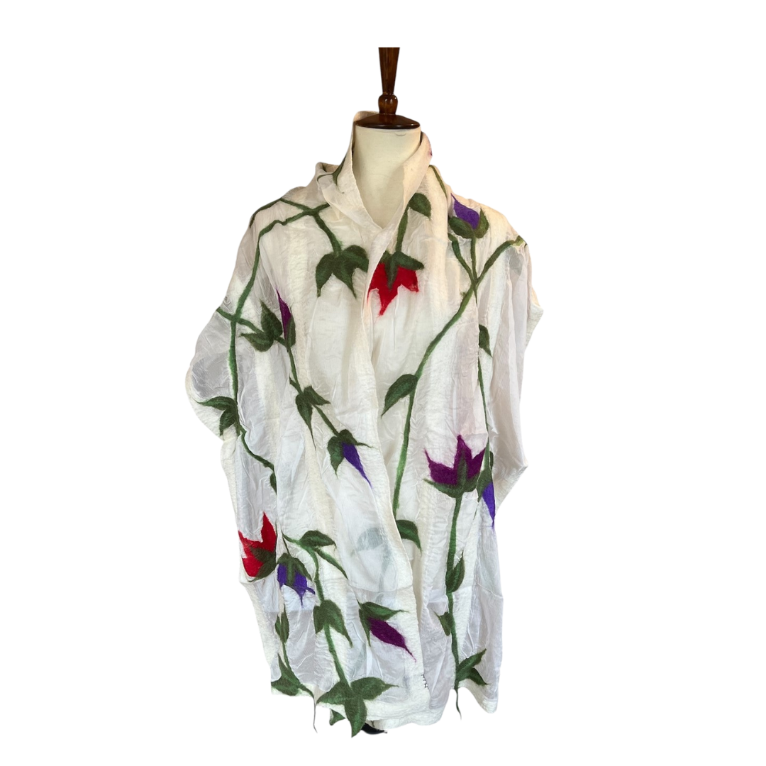 Flower Vines Scarf - White