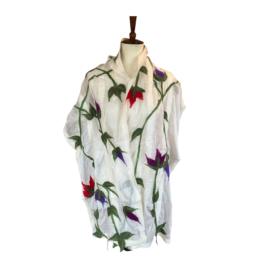 Flower Vines Scarf - White