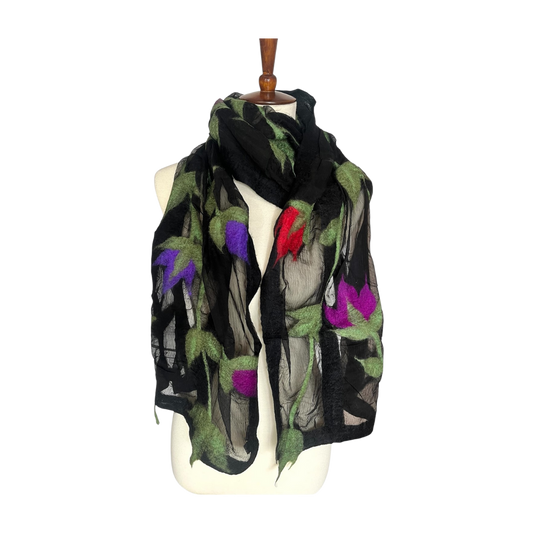 Flower Vines Scarf - Black