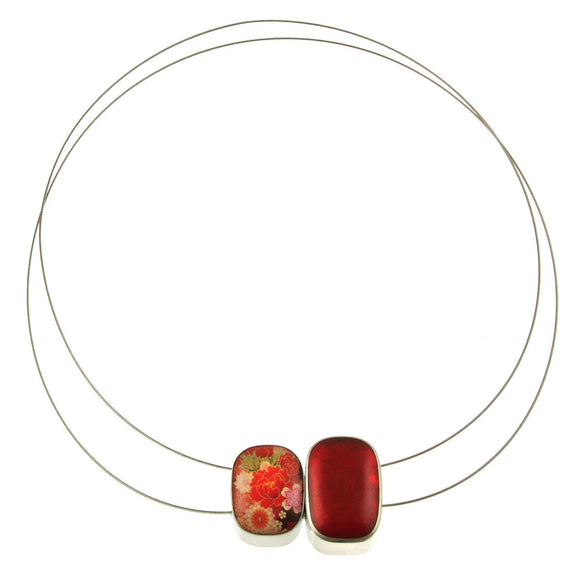 Red Kimono Rounded Magnetic Pendant