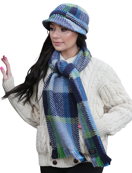 Wool Donegal Galway Blue Scarf