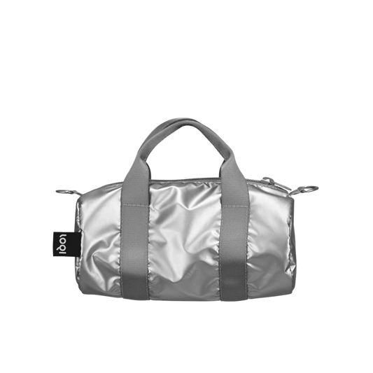 Metallic Silver Mini Weekender Bag