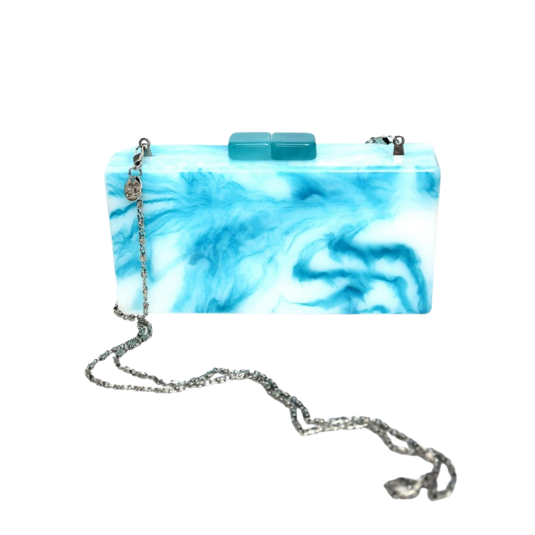 Light Blue Cloudy Rectangular Clutch
