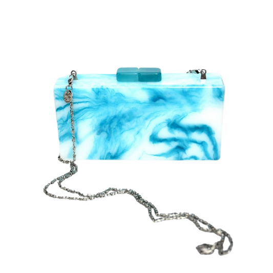 Light Blue Cloudy Rectangular Clutch