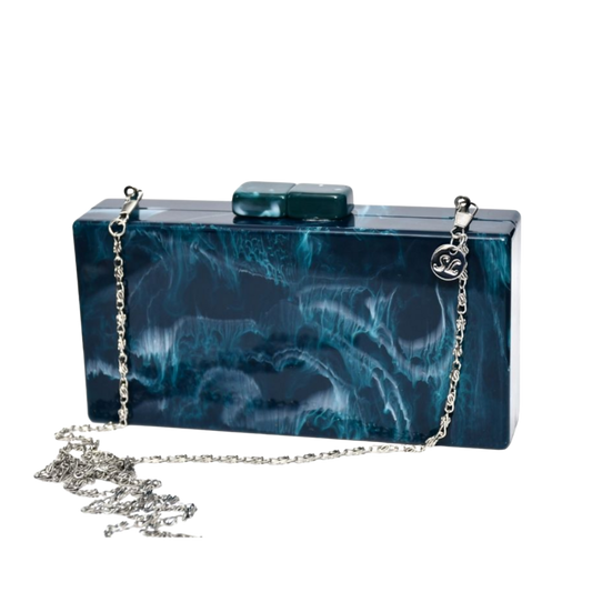 Navy Cloudy Rectangular Clutch