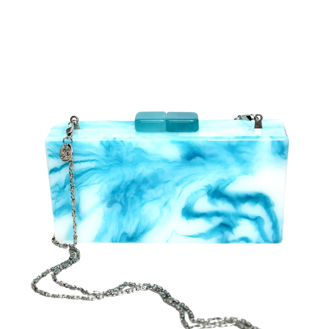 Light Blue Cloudy Rectangular Clutch