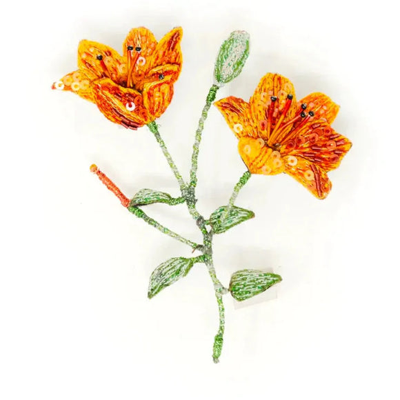 Orange Lily Brooch Pin