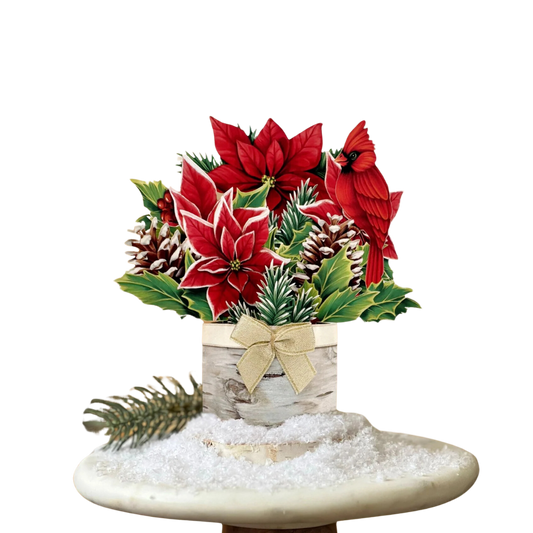 Birch Poinsettia Mini Pop-Up Bouquet Card