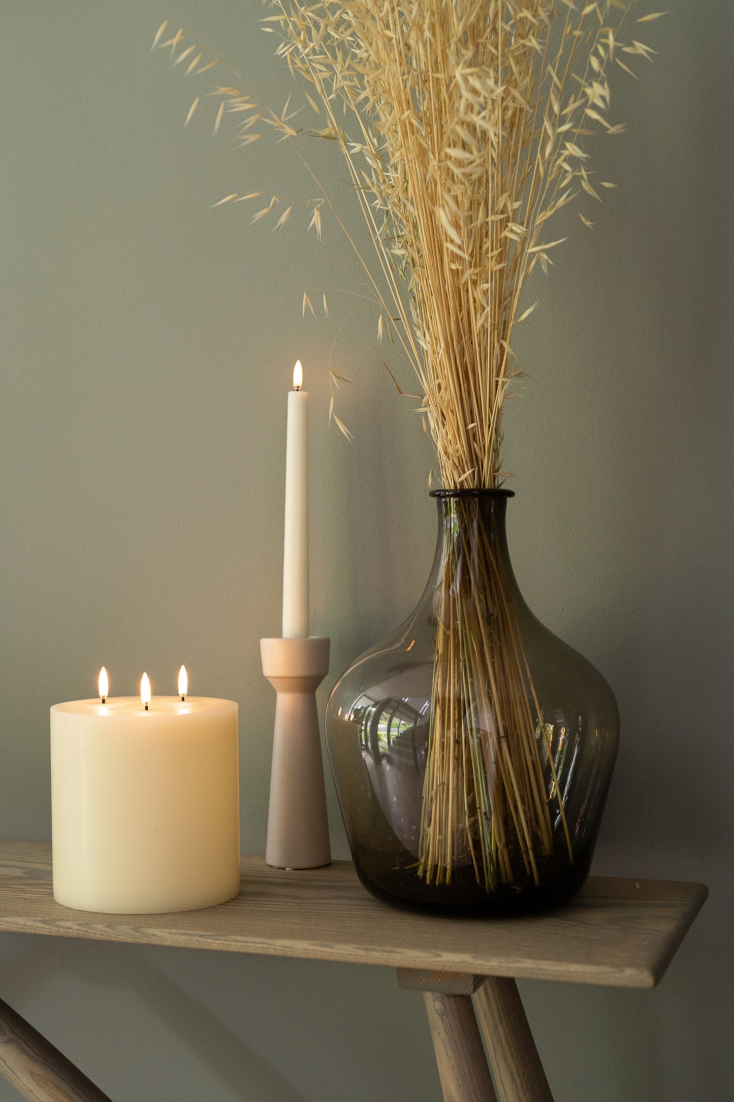 Flameless Wax Pillar Candle with 3 Wicks