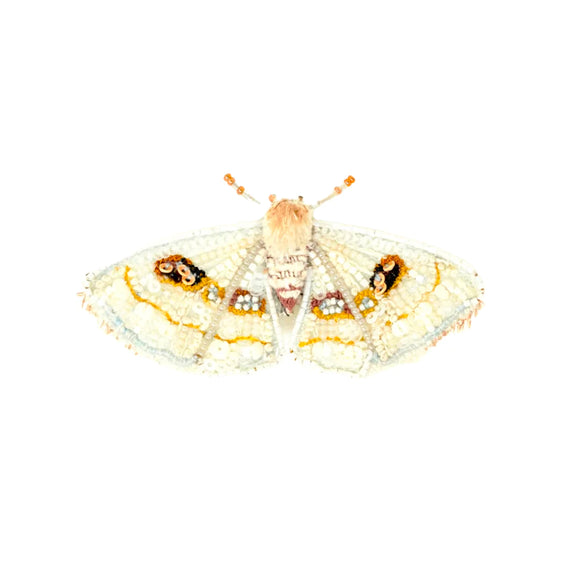 White Spring Moth Brooch Pin