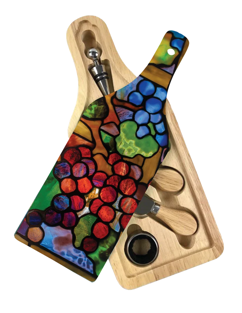 Grapevine & Glass Wine + Cheese Board Set
