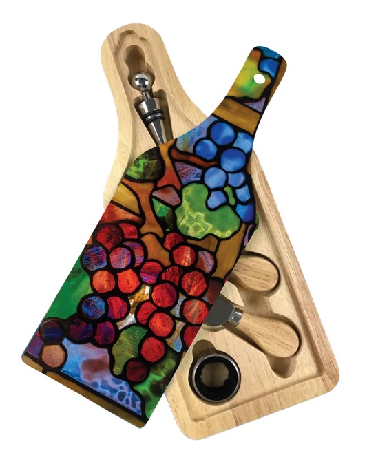 Grapevine & Glass Wine + Cheese Board Set