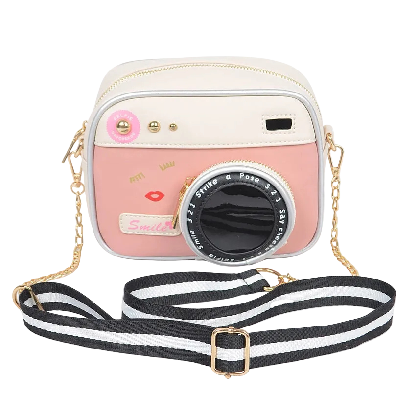 Pink Camera Crossbody Clutch