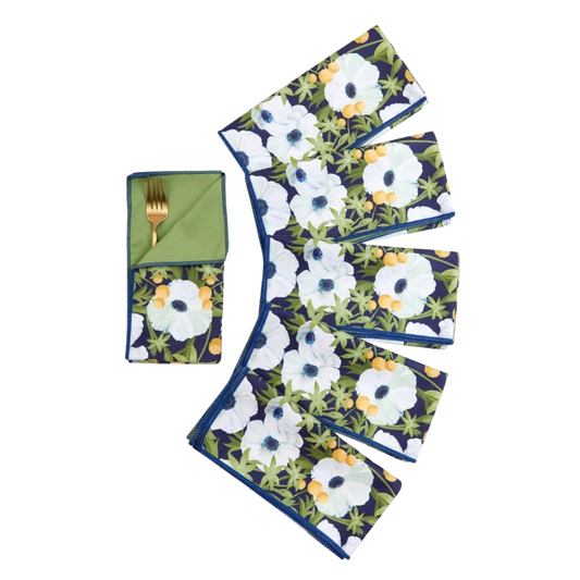 Anemone Poppy Eco-Friendly Dinner Napkins - Set of 6