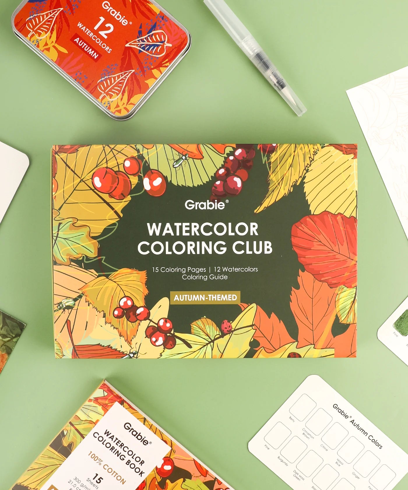 Autumn-Themed Watercolor Coloring Club Box