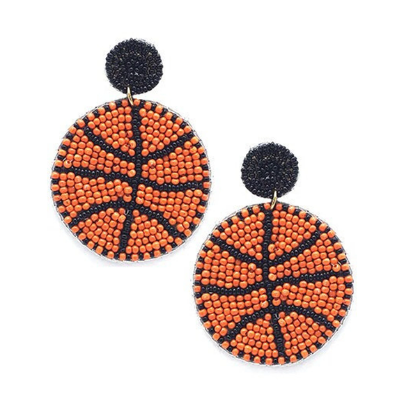 Basketball Beaded Earrings