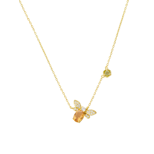 Honeybee Citrine Gold Necklace