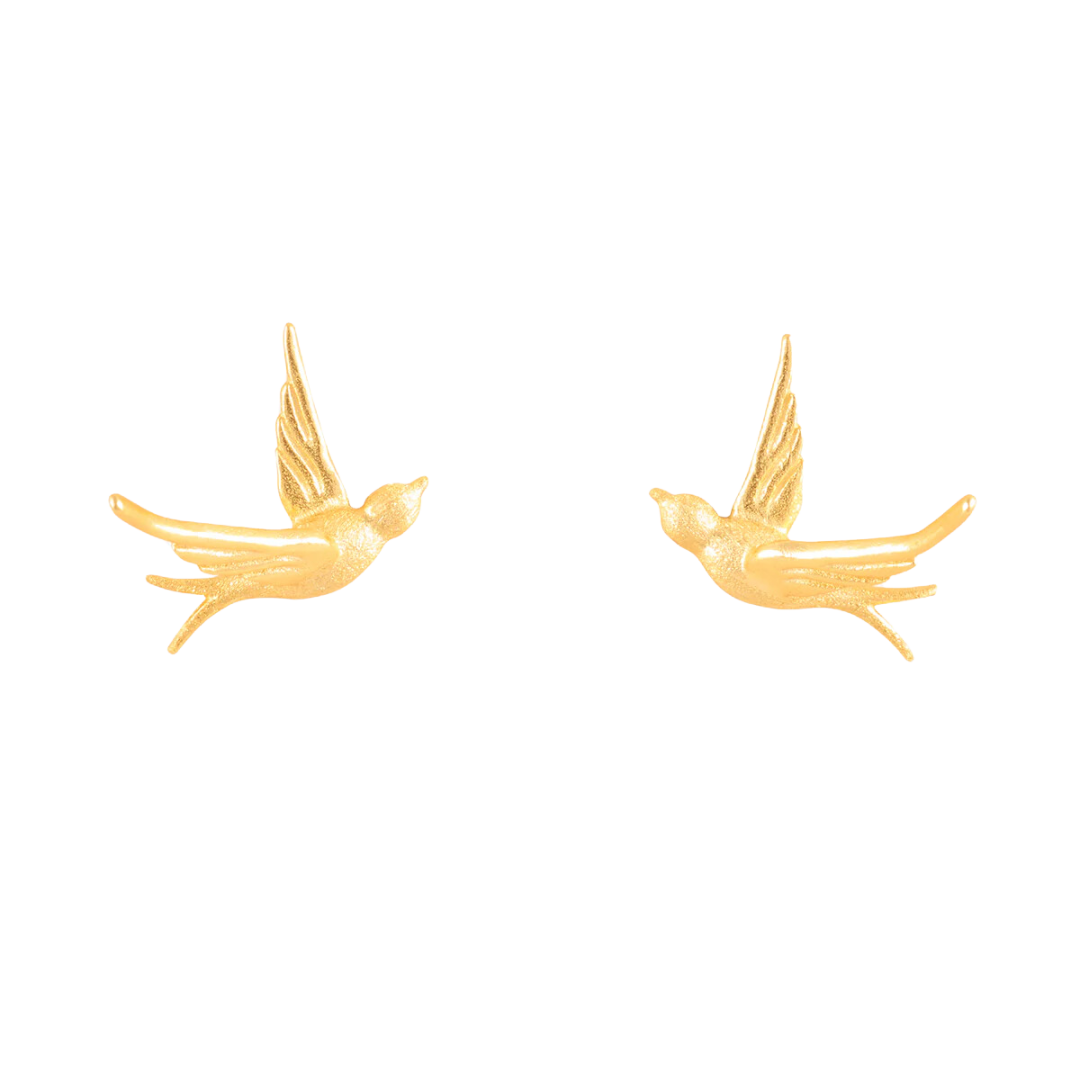 Bird Gold Stud Earrings