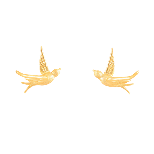 Bird Gold Stud Earrings