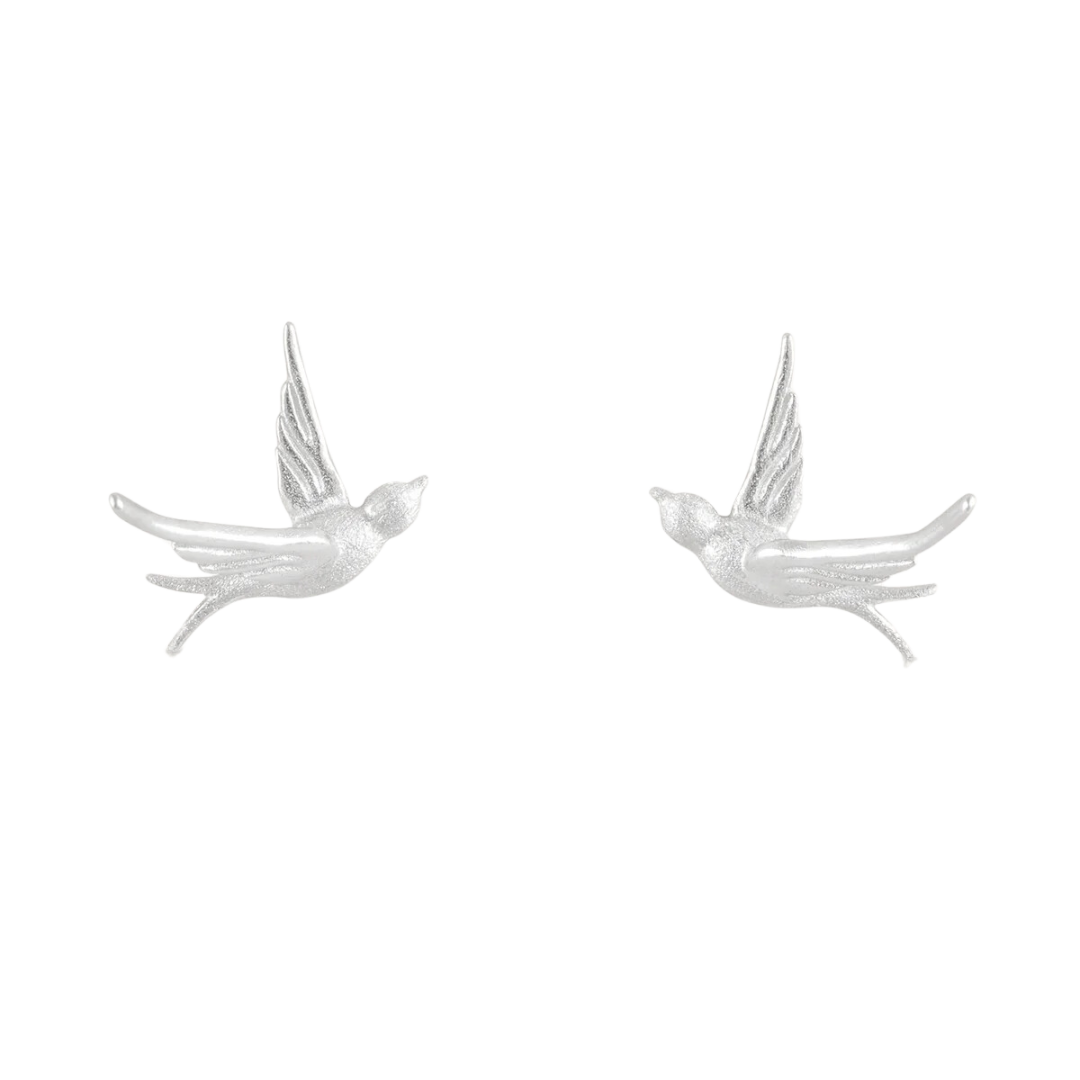 Bird Silver Stud Earrings