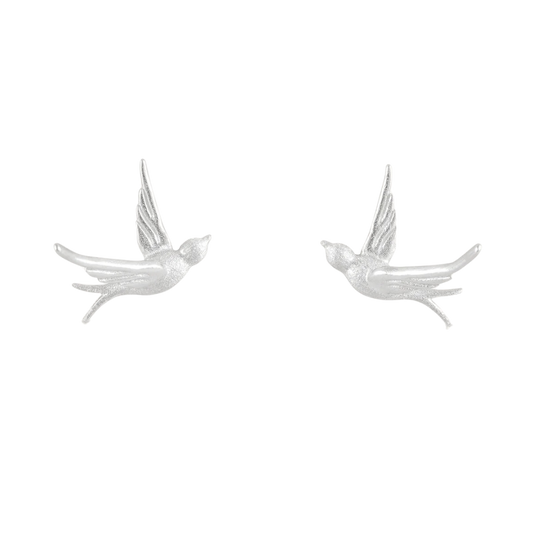 Bird Silver Stud Earrings