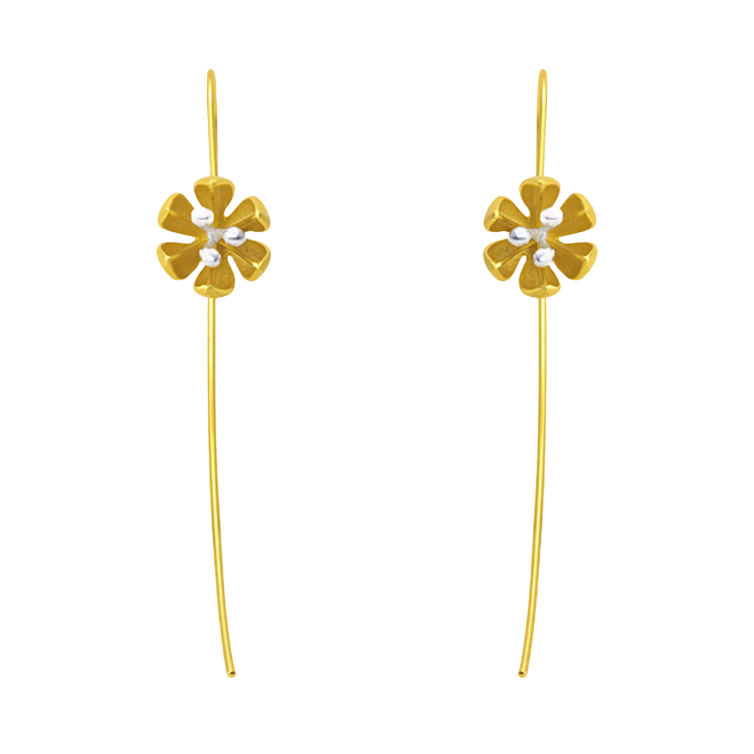 Blossoming Bud Gold Drop Earrings