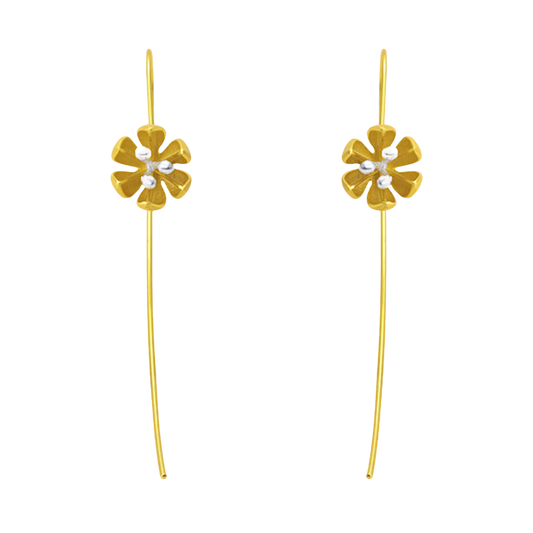 Blossoming Bud Gold Drop Earrings