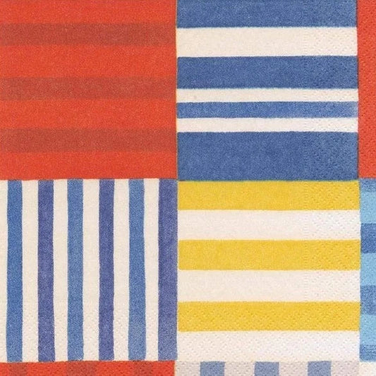 Striped Patchwork Paper Luncheon Napkins