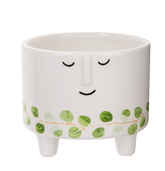 Short Face Planter with Leaf Pattern