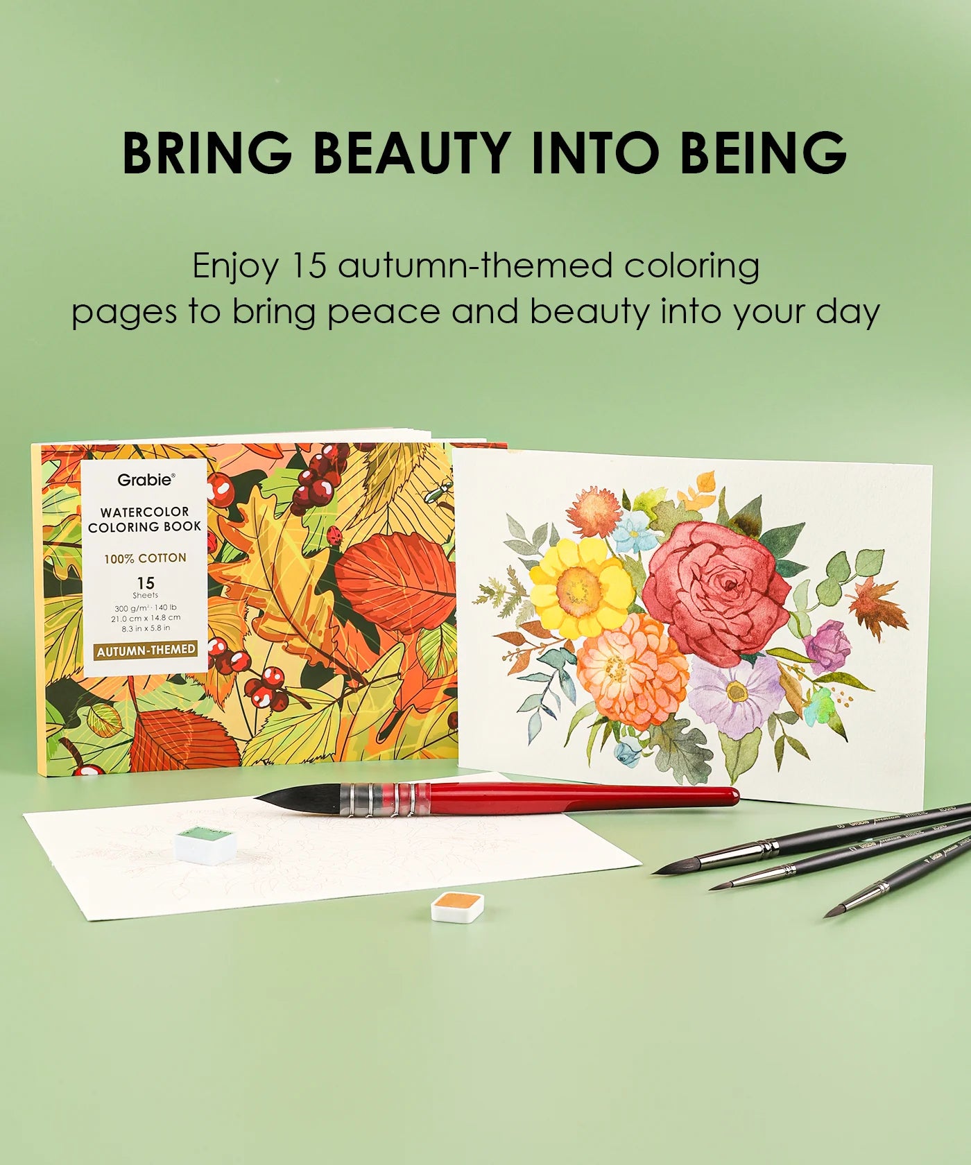 Autumn-Themed Watercolor Coloring Book