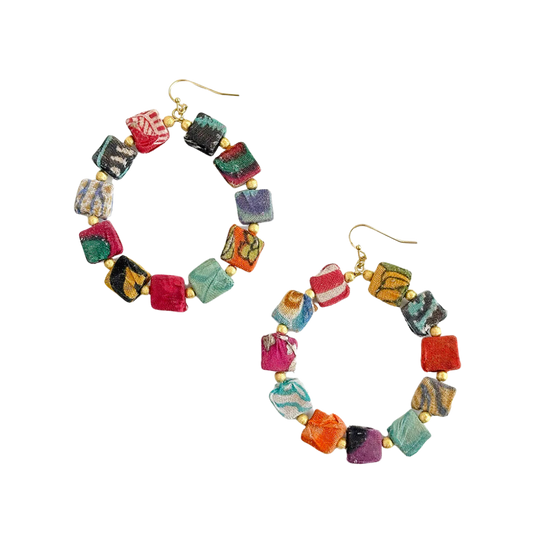 Kantha Dotted Square Hoops