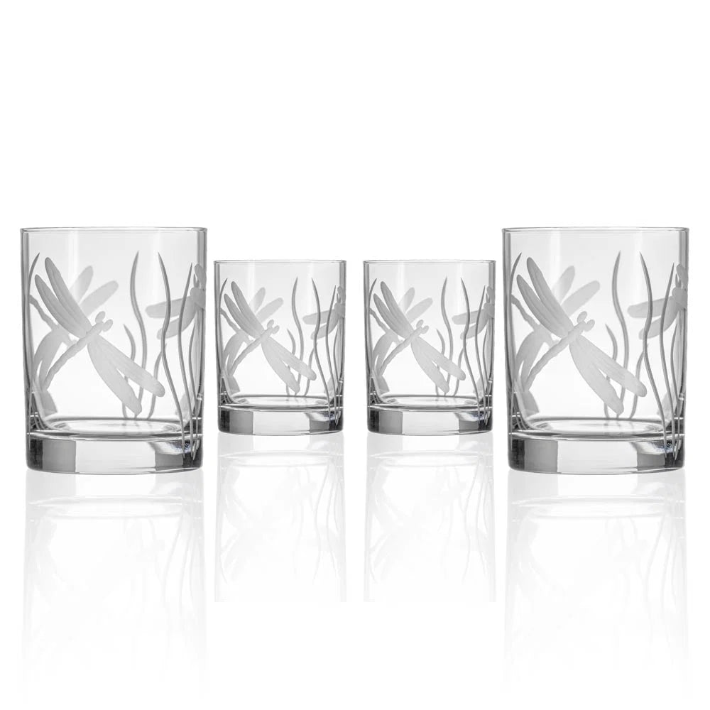 Dragonfly Old Fashioned Glasses, Set of 4