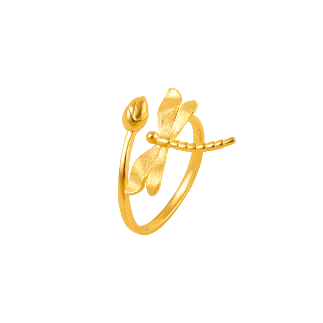 Dragonfly Gold Adjustable Ring