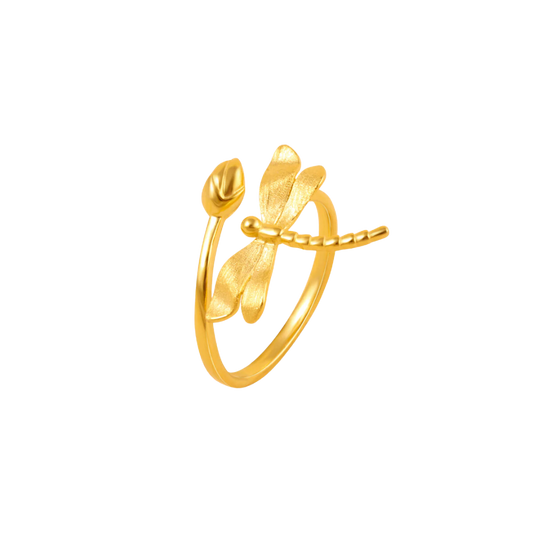 Dragonfly Gold Adjustable Ring