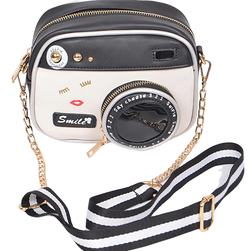 Black Camera Crossbody Clutch