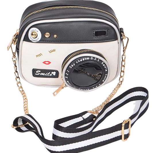Black Camera Crossbody Clutch