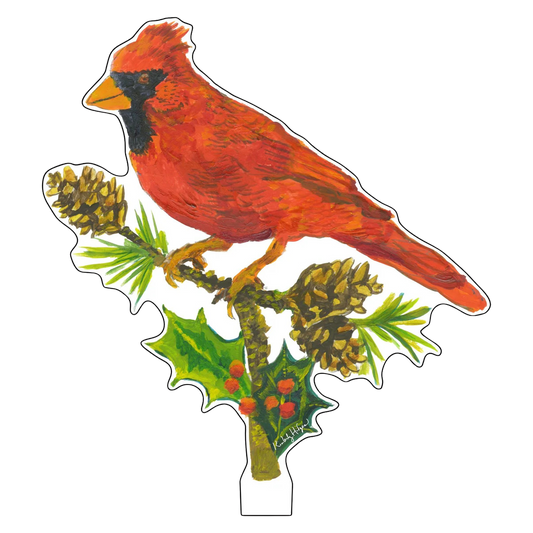 Cardinal with Pine Cones Holiday Decor