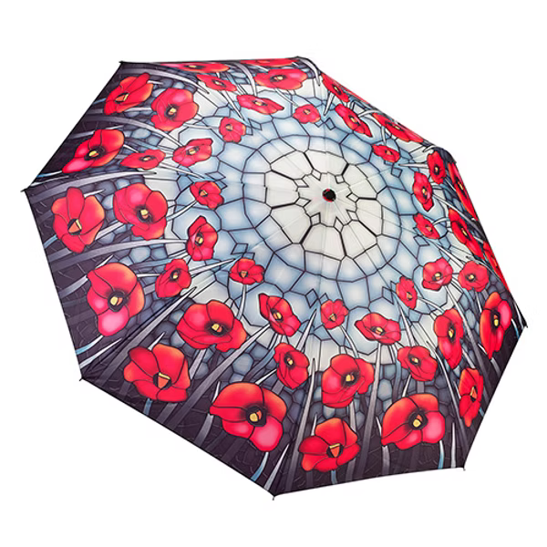 Stained Glass Poppies Umbrella