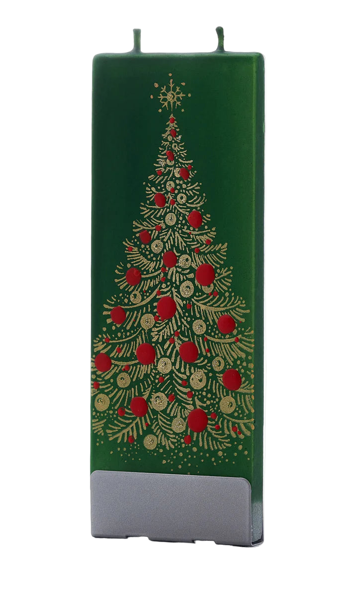 Flat Candle - Gold Tree on Green