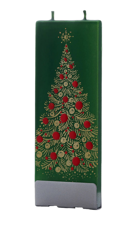 Flat Candle - Gold Tree on Green